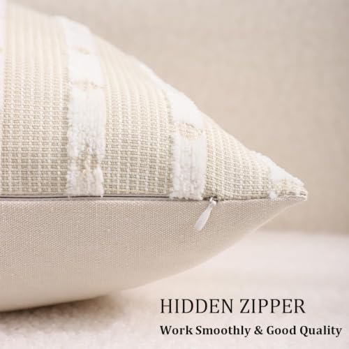 Beige Boho Outdoor Throw Pillow Covers 20x20 Set of 2 - color: Beige, size: 20" x 20" (Pack of 2)