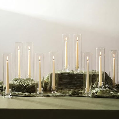NUPTIO Hurricane Glass Candle Holders for Wedding - 12" H Set of 10