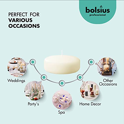 BOLSIUS Ivory Floating Candles 3 inch - 12 Pack Water Candles - Premium European Quality - 8 Hour Clean Burning - No Palm Oil - 0% Animal Fat - Cotton Wick - Centerpiece Decor, Romantic Wedding Events - size: 3 Inch, style: 1 Pack