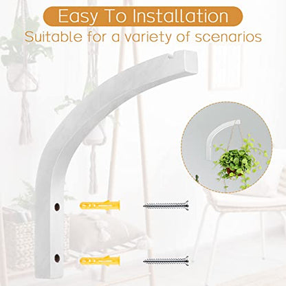 Juexica 4 Pack 8 Inch Wood Plant Hanger Wall Mount Bracket, White - color: White