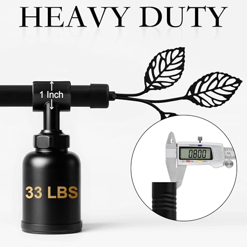 RYB HOME Black Curtain Rod, 1 Inch Long Adjustable Heavy Duty Leaf Ends - color: Matt Black, size: 72-144"