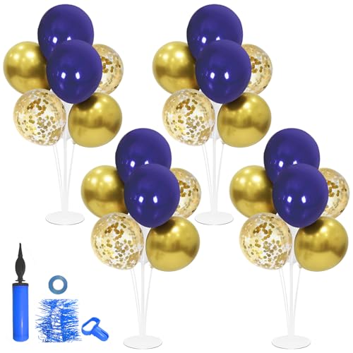 ZJDHPTY 4 Set Blue and Gold Balloon Stand Table Centerpieces Party Decor - color: Gold Navy Blue 4