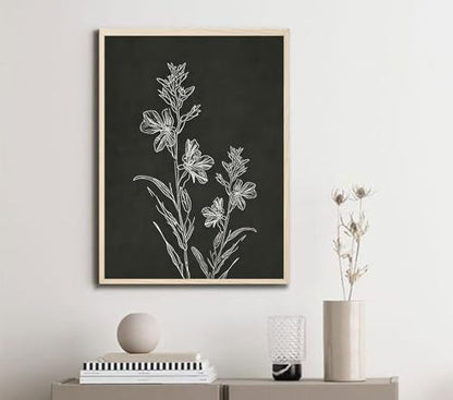 Neutral Botanical Framed Wall Art, 3 Piece Line Art Set, 12x16 Each - color: Simple retro, size: 12x16 inch