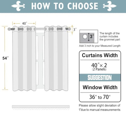 ChrisDowa White Blackout Curtains 54 Inches Long 2 Panels for Bedroom - color: White, size: 40"W x 54"L (Pack of 2)