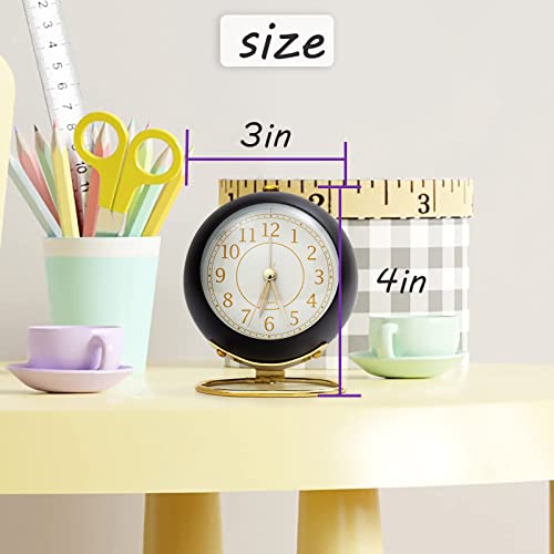 SHISEDECO Small Tableclocks Classic Non-Ticking Tabletop Alarm Clock, Black - color: Black Gold
