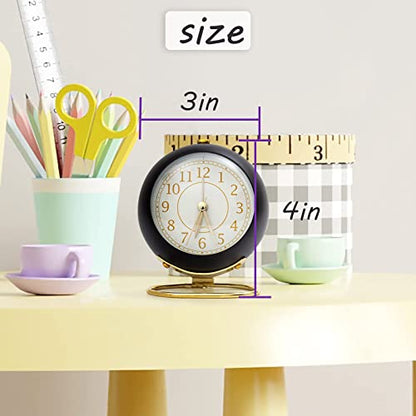 SHISEDECO Small Tableclocks Classic Non-Ticking Tabletop Alarm Clock, Black - color: Black Gold