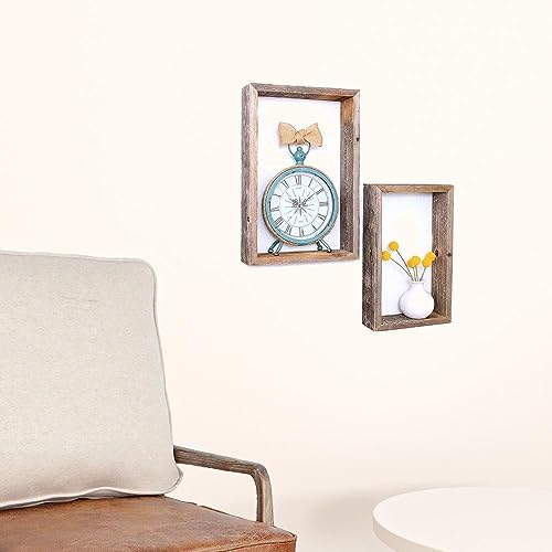 HomeRoots Rustic Farmhouse Set Of 3 Rectangle Shadow Box Shelves