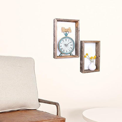 HomeRoots Rustic Farmhouse Set Of 3 Rectangle Shadow Box Shelves