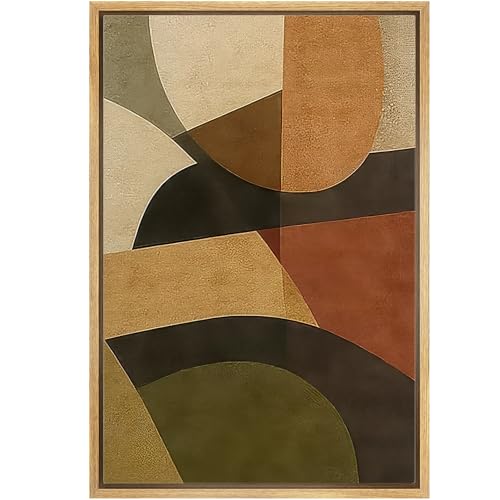 wall26 Framed Canvas Print Wall Art Colorful Geometric Abstract Warm Earth Tones Fine Art Decorative Farmhouse/Country Relax/Calm/Cozy Multicolor Zen for Bedroom - 24"x36" Natural - color: A37-2508-rya05, size: 36"L x 24"W