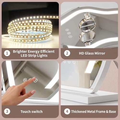 12.6''x17'' Tabletop LED Makeup Vanity Mirror Cloud Shaped - color: White