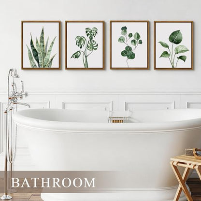 VIYYIEA Sage Green Botanical Wall Art Set of 4, Watercolor Painting, 8 x 10 - color: Greenery Collection, size: 10"L x 8"W