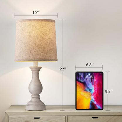 22" Farmhouse Table Lamps Set of 2, Rustic Bedside Lamps for Bedroom - color: A. Antique Grey