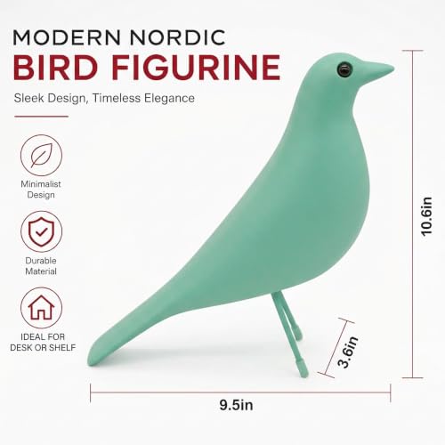 Mid Century Modern Bird Sculpture, Large Resin Bird Figurine(Blue) - color: Blue