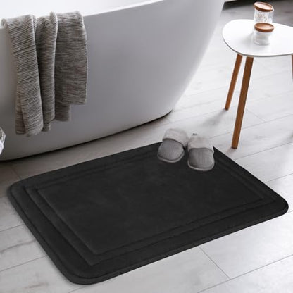 Black Bathroom Rug Set 2 Piece Memory Foam Microfiber Bath Mat - color: Black, size: 17 in x 24 in and 20 in x 32 in