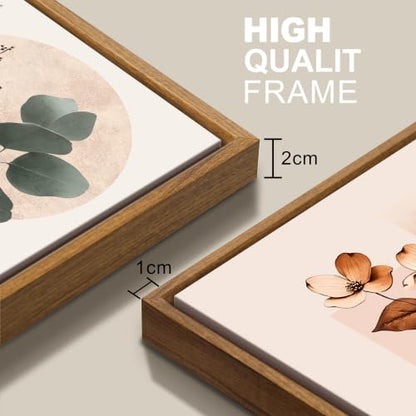 WENGTIAO Boho Neutral Abstract Botanical Framed Canvas Wall Art 16"x24"x3 - color: Boho Neutral Abstract Botanical, size: 16"x24"x3Pcs
