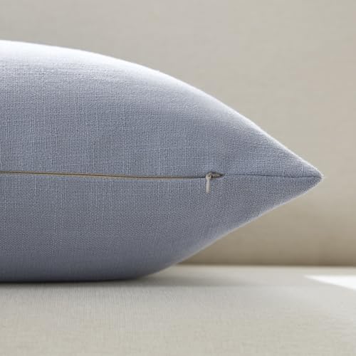 Meekio Linen Blend Throw Pillow Covers 16x16 Set of 2, Dusty Blue - color: Dusty Blue, size: 16" x 16" (Pack of 2)