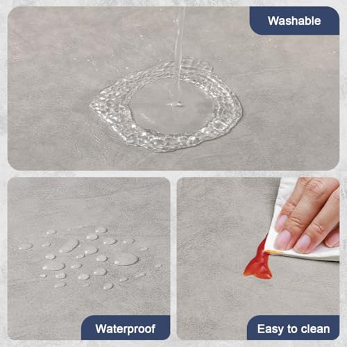 Vinyl Placemats Set of 4, Dual Sided Place Mats with Drink Coasters - color: Navy Blue/Light Gray Two-tone, size: Set of 4