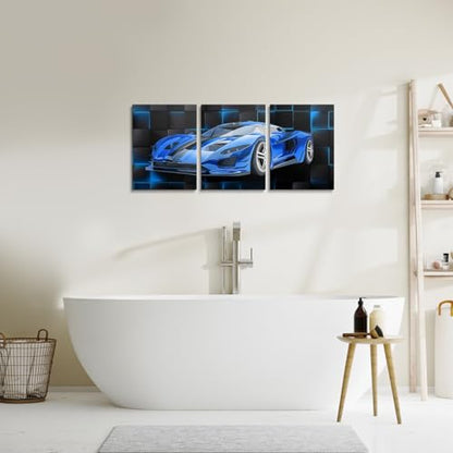 Feelyou Race Car Wall Art 12" x 16" x 3 - color: Pale Blue