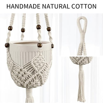 Macrame Plant Hanger - Fits 3-6 Inch Pots, Set of 2, Green - color: 35+35 Inch Green