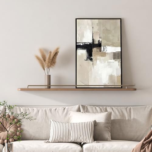 SAFERRYHOME Neutral Abstract Beige,Gray and Black Wall Art Set of 2,16"x24" - color: Neutral, size: 16" x 24" x 2 Panel Framed
