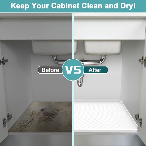 Under Sink Mat for Kitchen Waterproof, Silicone Sink Mat, White, 34" x 22" - color: White, size: 34" x 22"