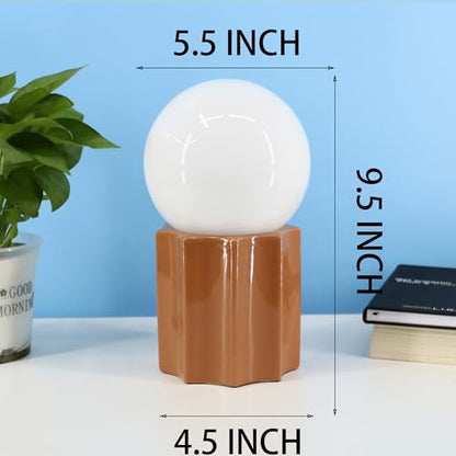 Modern Ceramics Table Lamp, Khaki Base Desk Lamp, White Jade Round Ball Glass Accent Table Lamp for Living Room Bedroom Bedside Nightstand House Office Home Reading - color: Khaki Ceramic