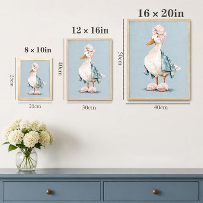 Framed Funny Duck Bathroom Wall Art, Cute Goose in Bathrobe Canvas Print - color: KJSM-06 Framed, size: 16"L x 12"W