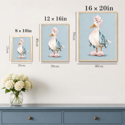 Framed Funny Duck Bathroom Wall Art, Cute Goose in Bathrobe Canvas Print - color: KJSM-06 Framed, size: 20"L x 16"W