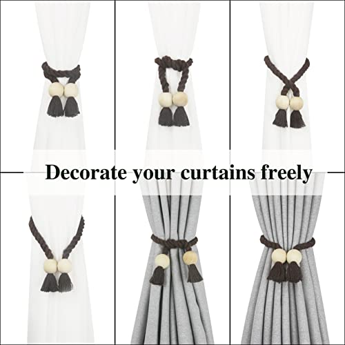 Magnetic Curtain Tiebacks Decorative Tie Back Drapes Holdbacks Nieffeiy - color: Coffee