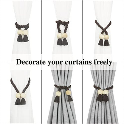 Magnetic Curtain Tiebacks Decorative Tie Back Drapes Holdbacks Nieffeiy - color: Coffee