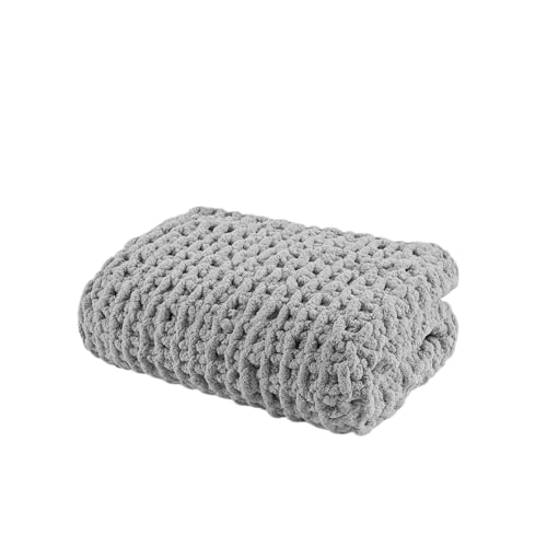 Madison Park Chenille Chunky Knit All Season Throw Blanket, 50 x 60, Grey - color: Grey
