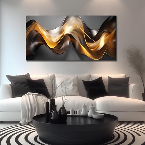Ouzzlie Abstract Wall Art Gold Art for Office - color: Grayish gold, size: 59"L x 29"W