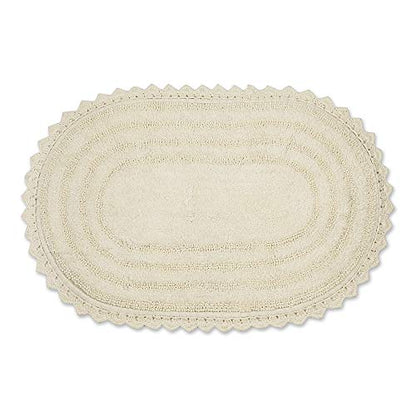 DII Crochet Collection Reversible Bath Mat, Large Oval, 21x34, Off White - color: Off White, size: 1'9" x 2'10" (Oval)