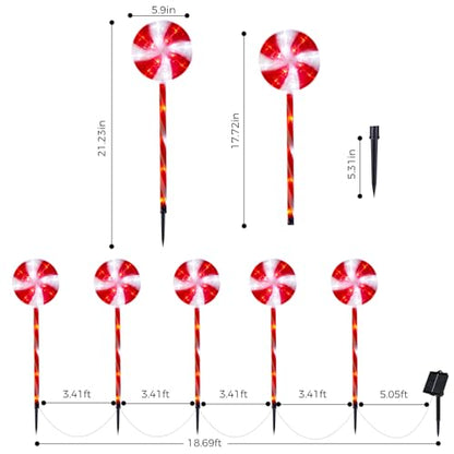 BRIGHTDECK 5 Pack Solar Christmas Pathway Lights, Red Lollipop Stakes - color: Red, size: 5Pack