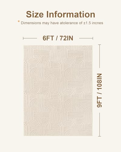 Carvapet 6x9 Area Rug Beige Modern Geometric Maze Washable - color: Abstract Beige, size: 6' x 9' Rectangular