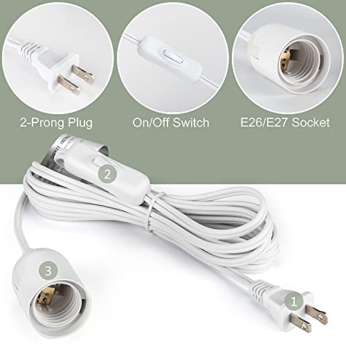 JACKYLED Extension Hanging Lantern Cord Cable UL 12Ft 1 Pack - style: 1pack(switch near the bulb)