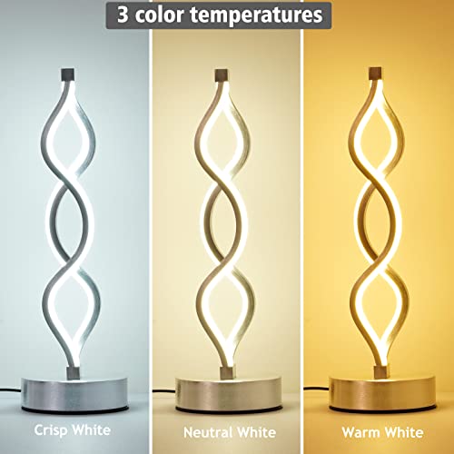 NUÜR Silver Table Lamps Set of 2, 15.8 Inch LED Bedside Lamps - color: Silver 2 Pack