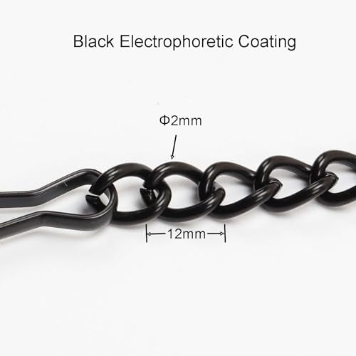 Bieye 30-Inch Metal Chain with Safety Hooks for Stained Glass Window Panels - size: 0.1"W x 30"L (Pack of 1)