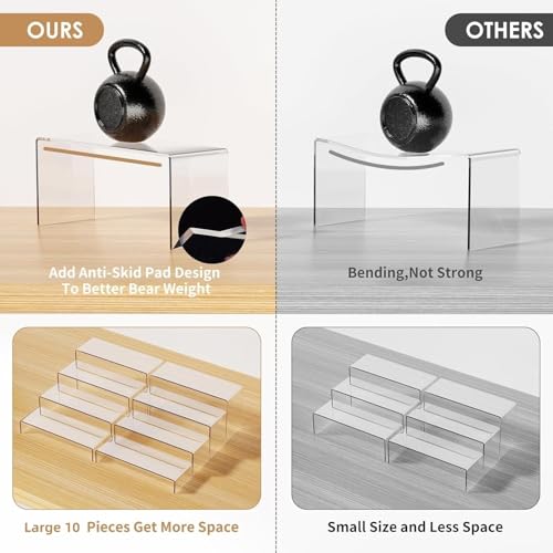Anglelife Large Acrylic Risers for Display, 2 Set 10Pcs Acrylic Stands