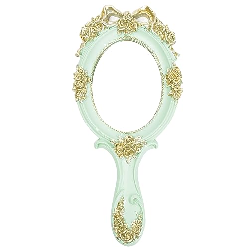 Vintage Princess Hand Held Mirror - Antique Handle Makeup Mirrors, Blue - color: Blue