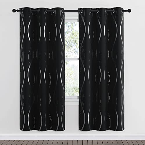 NICETOWN Black Blackout Pattern Curtain Panels 72 inches Long, 42" Wide - color: 1 - Black, size: 42"W x 72"L (Pack of 2)