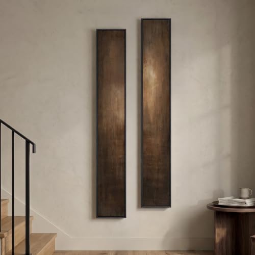 Framed Neutral Abstract Wall Art, Set of 2 Brown Vertical Canvas Prints - color: Dark Brown-C, size: 8"W x 56"H x 2Pcs