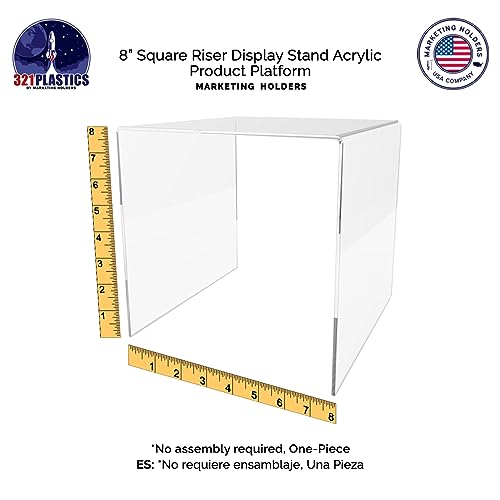 Marketing Holders 2 Pack 8 Inch Clear Acrylic Riser Retail Countertop Stand for Products and Merchandise - size: 8"W x 8"D x 8"H