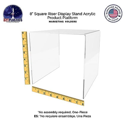 Marketing Holders 2 Pack 8 Inch Clear Acrylic Riser Retail Countertop Stand for Products and Merchandise - size: 8"W x 8"D x 8"H