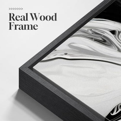 Large Framed Black and White Modern Abstract Wall Art Set of 3, 24x36 In - color: Black and White D, size: 24" W x 36" H x 3Pcs