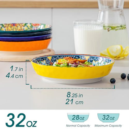 vancasso 32 Oz Pasta Bowls Set of 6, Ceramic Bohemian Soup Salad Bowls - color: Bohemian