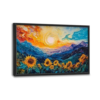 Trulave Large Starry Night Sunflowers Wall Art for Living Room 36''x24'' - color: Starry Night Sunflowers, size: 36"L x 24"W