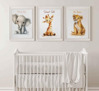 HLEOXPY 3 Pcs Safari Nursery Canvas Wall Art 16x24in Unframed - color: Animal-Poster, size: 16x24in
