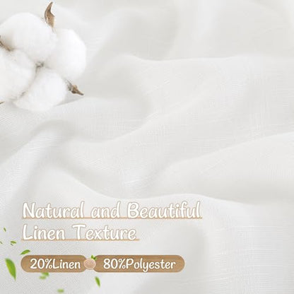 LAMIT White Sheer Linen Curtains 24 Inch Length for Cafe, 25 x 24 Inch - color: White, size: 25"W x 24"L (Pack of 2)