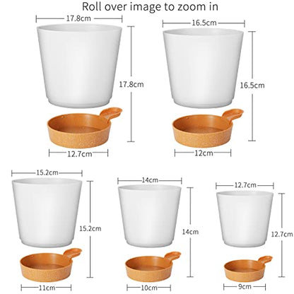 GARDIFE Plant Pots 7/6.5/6/5.5/5 Inch Self Watering Planters with Drainage Hole, Plastic Flower Pots, Nursery Planting Pot for All House Plants, African Violet, Flowers, and Cactus,White - color: 7-white, size: 7+6.5+6+5.5+5 inch
